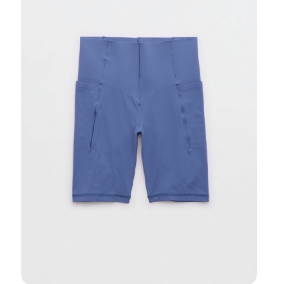aerie Pants - aerie High-Rise Bike Shorts with Side Pockets — Periwinkle Blue